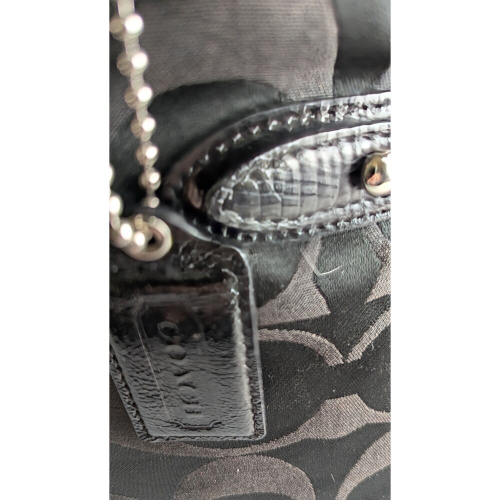 COACH Alexandra Signature Sateen Large Tote Bag Black/Silver 18485 - GUC - Picture 9 of 12